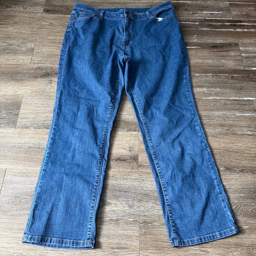 L.L Bean Classic Fit Blue Women's Jeans Size 18W Regular Dark Wash Denim